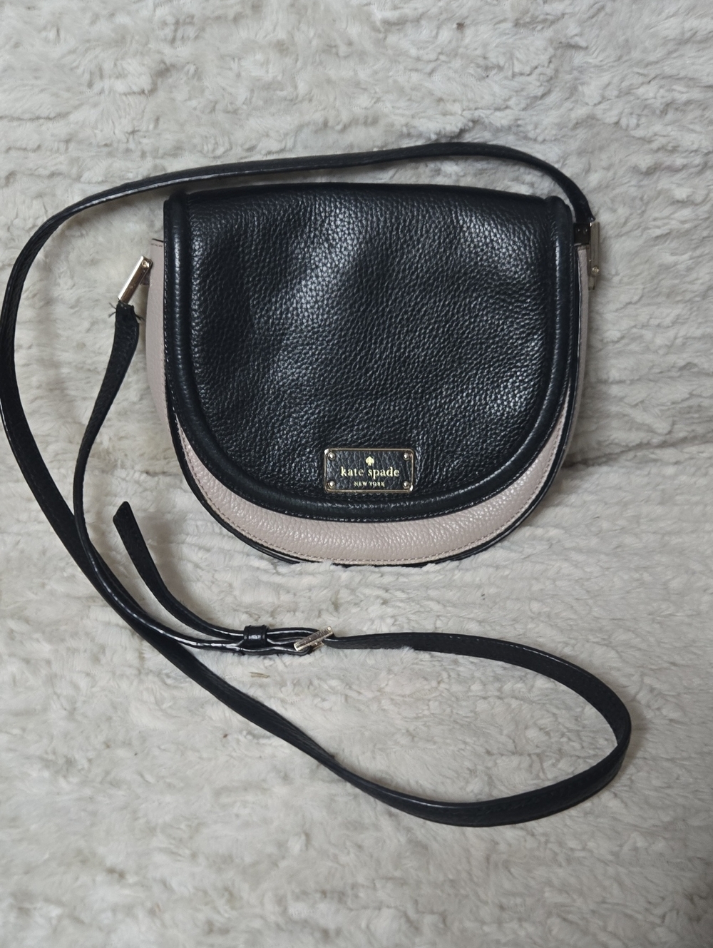 kate spade Black & Cream Crossbody Saddle Bag